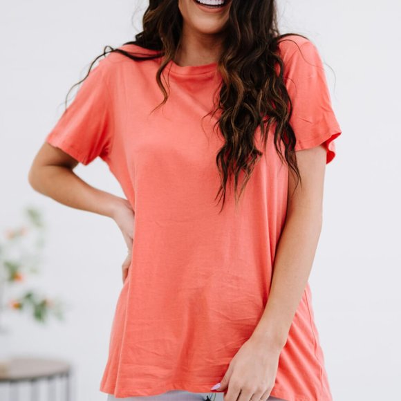 Zenana Rollercoaster Vibes Tee in Deep Coral - Picture 1 of 6